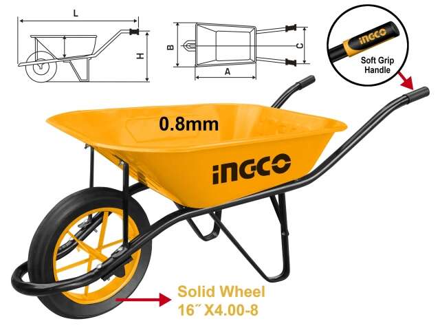 CARRETILLA 130KG RUEDA MACIZA INGCO HHWB64008-1D